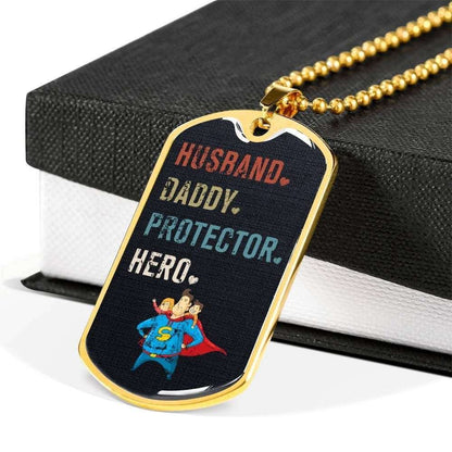Dad Dog Tag Custom Picture Father’S Day, Dog Tag Necklace Gift For Men Husband Daddy Protector Hero Father's Day Rakva