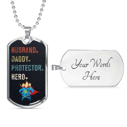 Dad Dog Tag Custom Picture Father’S Day, Dog Tag Necklace Gift For Men Husband Daddy Protector Hero Father's Day Rakva