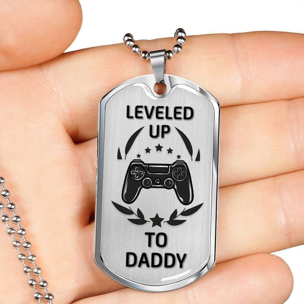 Dad Dog Tag Custom Picture Father’S Day, Dog Tag Necklace Gift For Men Leveled Up To Daddy Father's Day Rakva