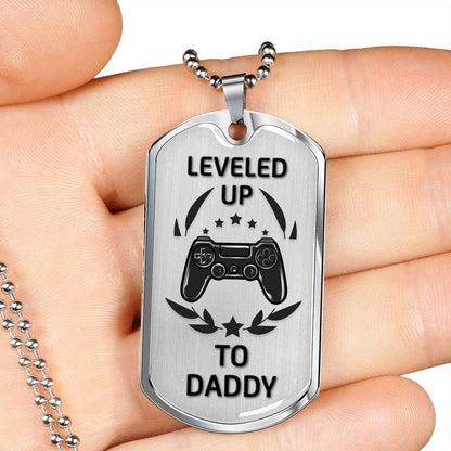 Dad Dog Tag Custom Picture Father’S Day, Dog Tag Necklace Gift For Men Leveled Up To Daddy Father's Day Rakva