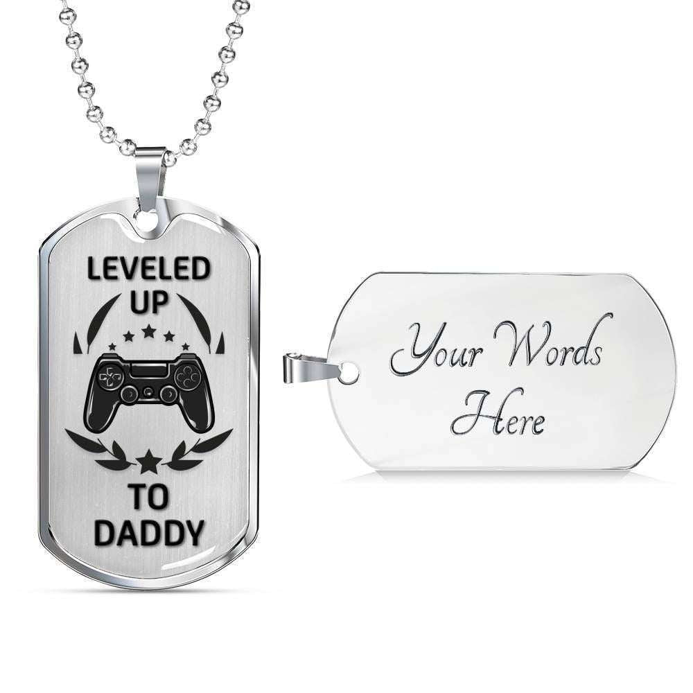 Dad Dog Tag Custom Picture Father’S Day, Dog Tag Necklace Gift For Men Leveled Up To Daddy Father's Day Rakva