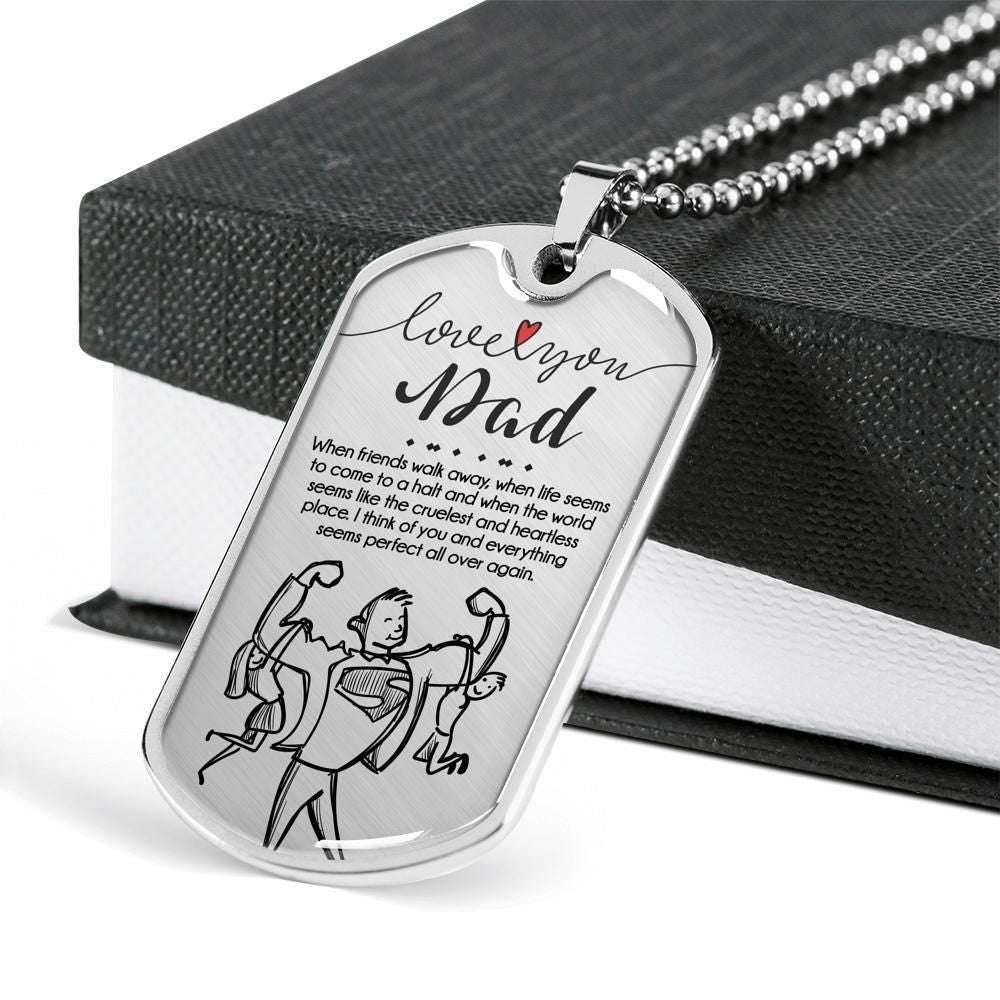 Dad Dog Tag Custom Picture Father’S Day, Dog Tag Necklace Love You Dad Birthday Gift For Father Father's Day Rakva