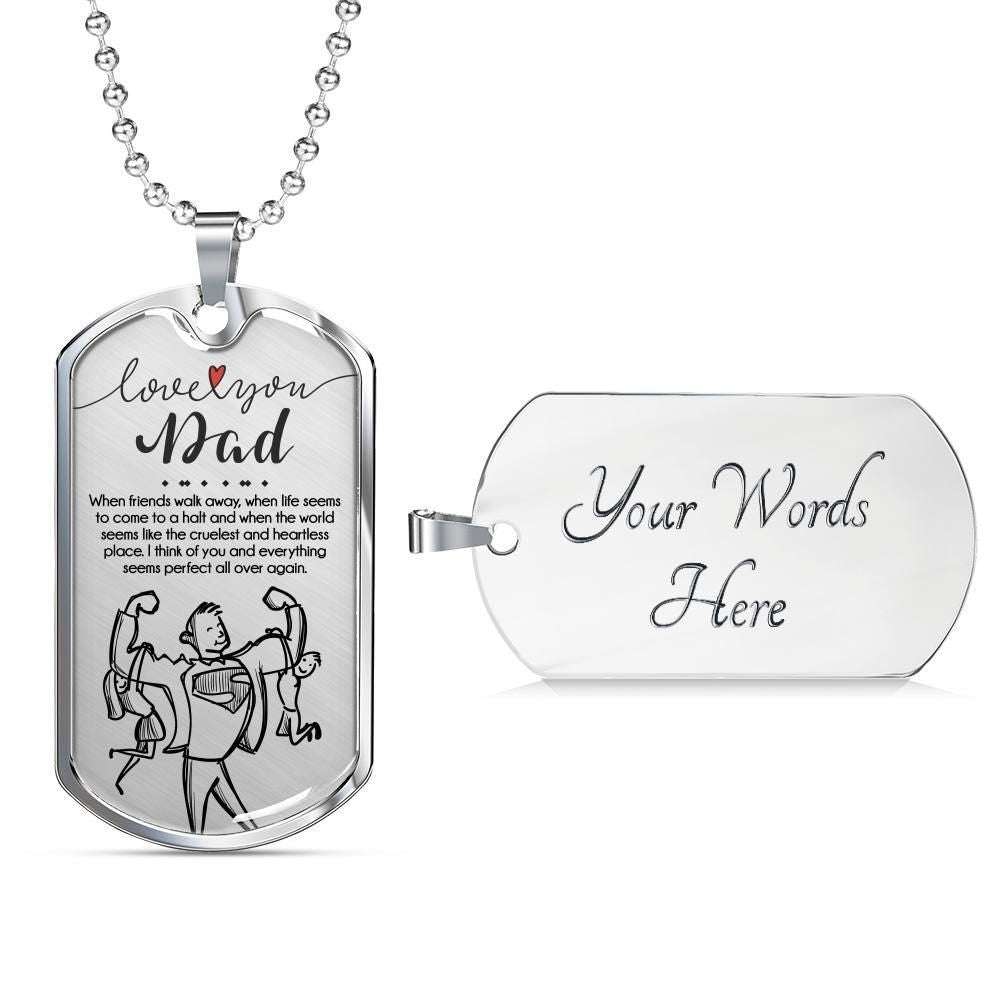 Dad Dog Tag Custom Picture Father’S Day, Dog Tag Necklace Love You Dad Birthday Gift For Father Father's Day Rakva
