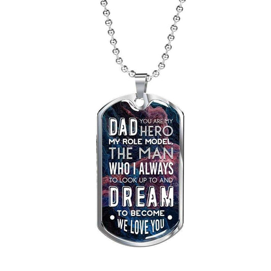 Dad Dog Tag Custom Picture Father’S Day, Dog Tag Necklace With Military Ball Chain Dad You Are My Hero Father's Day Rakva