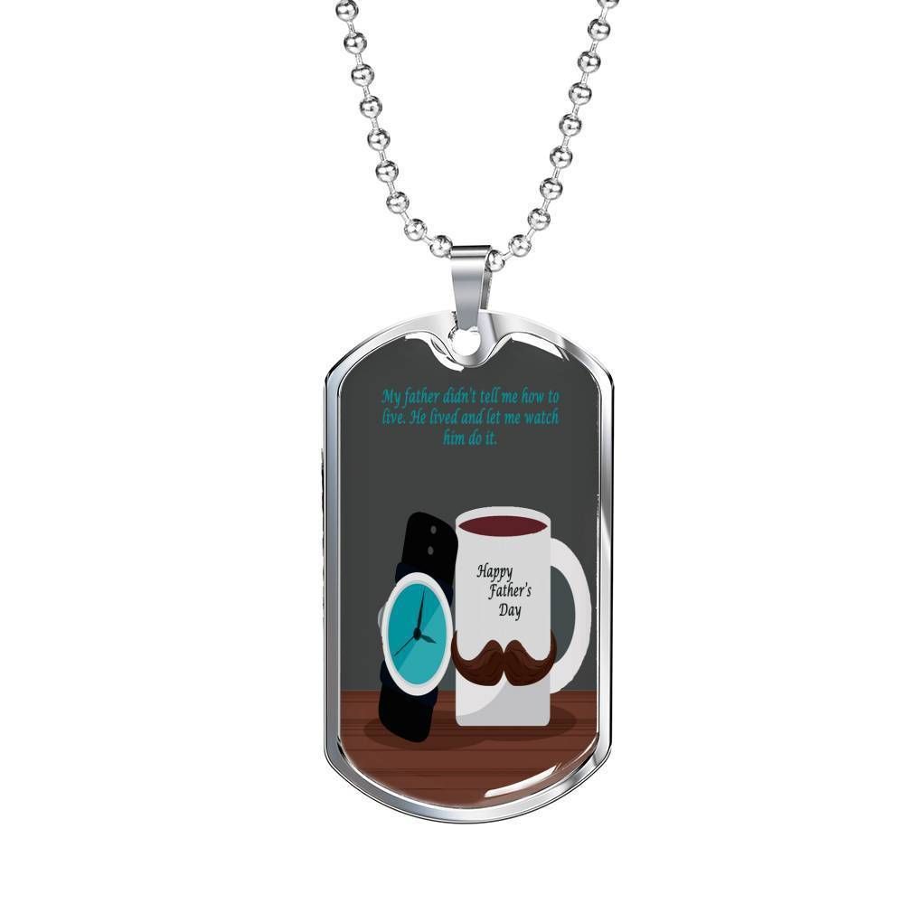 Dad Dog Tag Custom Picture Father’S Day, Every Father Learn How To Live In Earth Dog Tag Necklace For Dad Father's Day Rakva