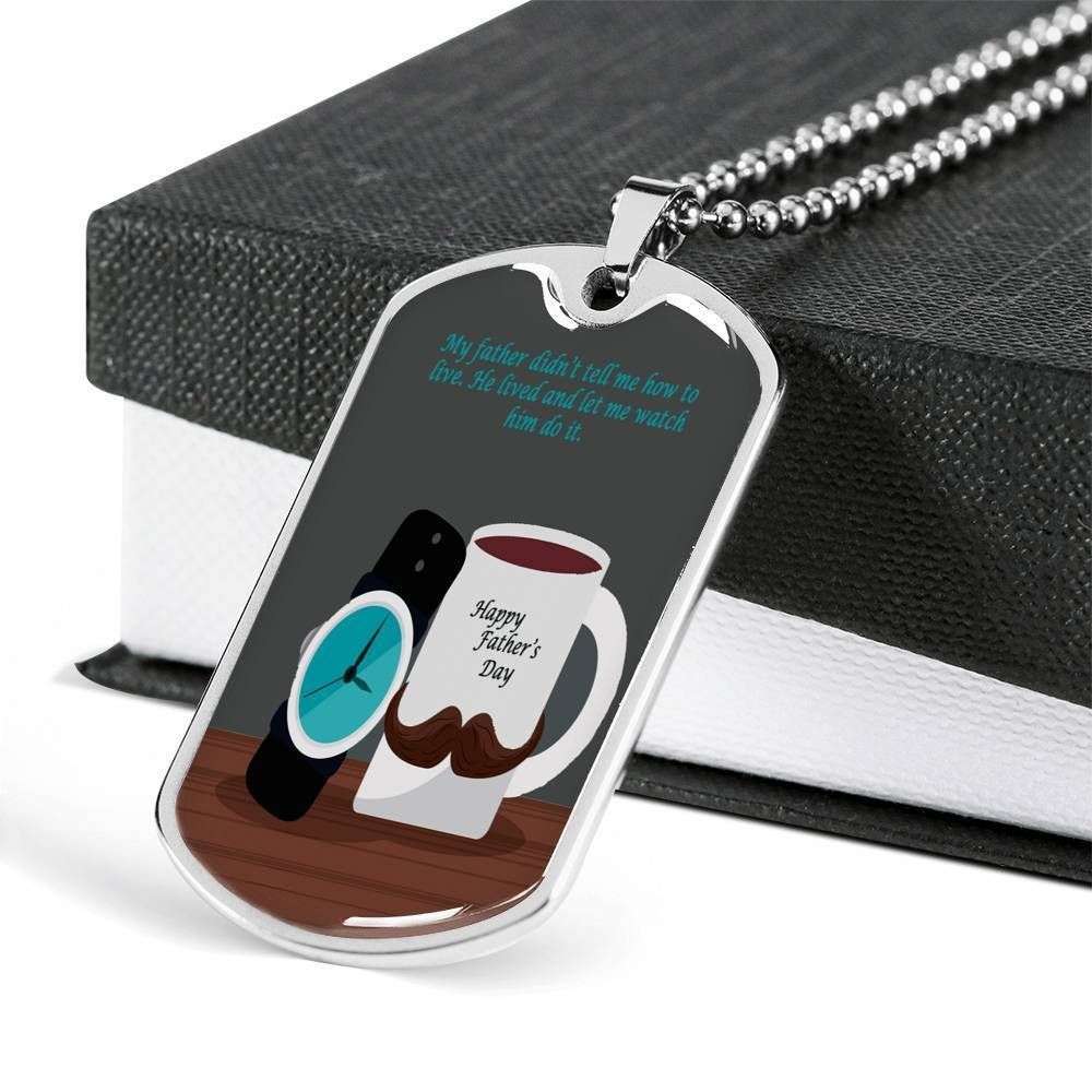 Dad Dog Tag Custom Picture Father’S Day, Every Father Learn How To Live In Earth Dog Tag Necklace For Dad Father's Day Rakva