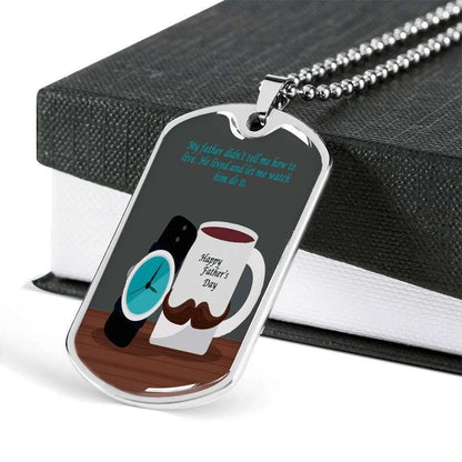 Dad Dog Tag Custom Picture Father’S Day, Every Father Learn How To Live In Earth Dog Tag Necklace For Dad Father's Day Rakva