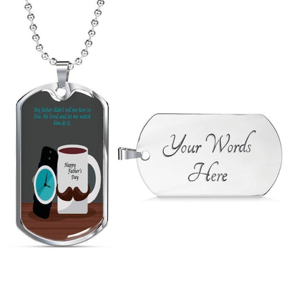 Dad Dog Tag Custom Picture Father’S Day, Every Father Learn How To Live In Earth Dog Tag Necklace For Dad Father's Day Rakva