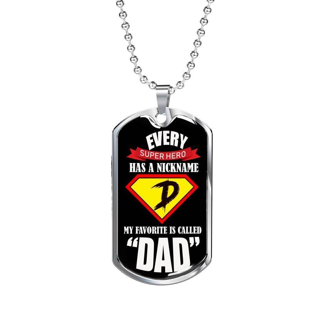 Dad Dog Tag Custom Picture Father’S Day, Every Superhero Has A Nickname Dog Tag Necklace Gift For Dad Father's Day Rakva