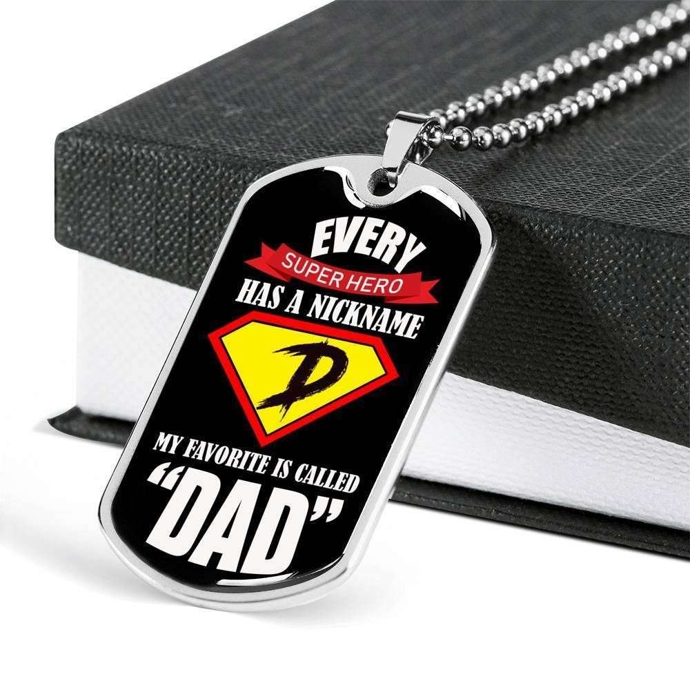Dad Dog Tag Custom Picture Father’S Day, Every Superhero Has A Nickname Dog Tag Necklace Gift For Dad Father's Day Rakva