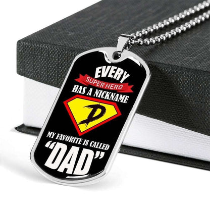 Dad Dog Tag Custom Picture Father’S Day, Every Superhero Has A Nickname Dog Tag Necklace Gift For Dad Father's Day Rakva