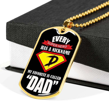 Dad Dog Tag Custom Picture Father’S Day, Every Superhero Has A Nickname Dog Tag Necklace Gift For Dad Father's Day Rakva