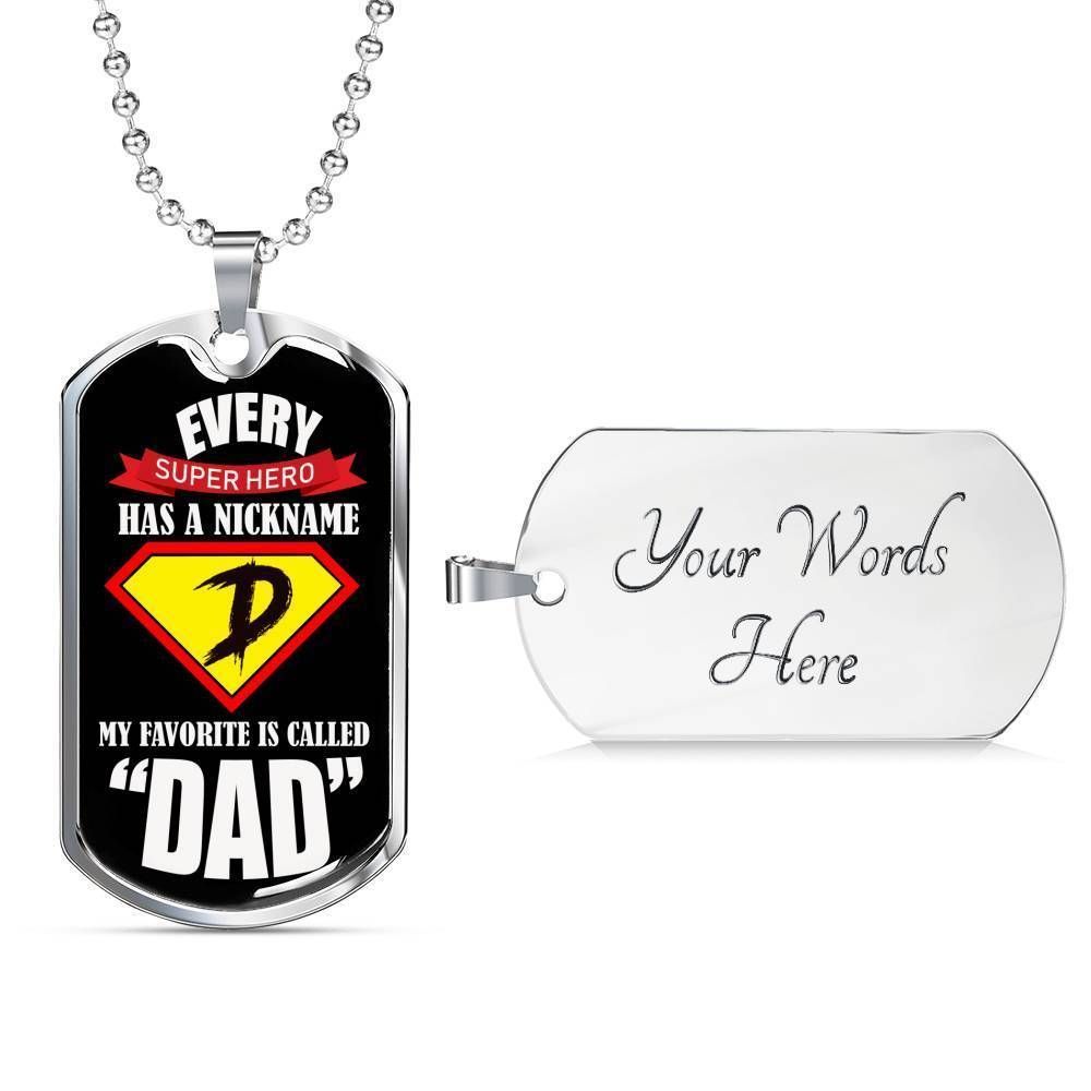 Dad Dog Tag Custom Picture Father’S Day, Every Superhero Has A Nickname Dog Tag Necklace Gift For Dad Father's Day Rakva