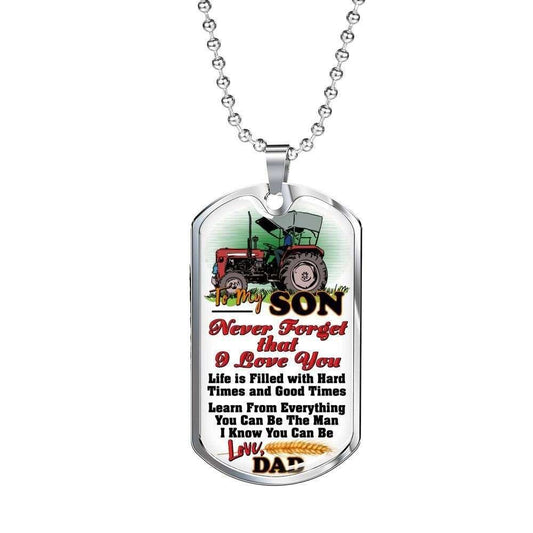 Dad Dog Tag Custom Picture Father’S Day, Farmer Dad Gift For Son Dog Tag Custom Picture Necklace Father's Day Rakva