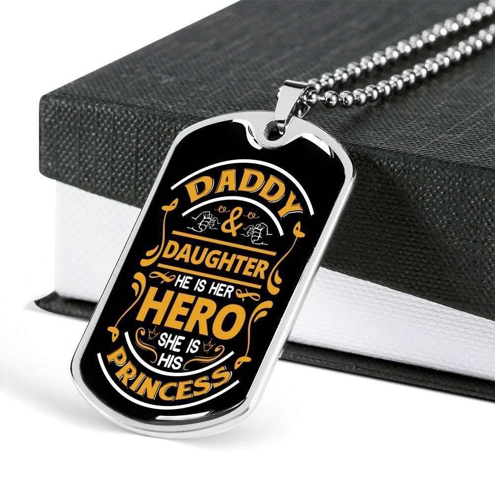 Dad Dog Tag Custom Picture Father’S Day, Father And Daughter Hero Dog Tag Necklace Gift For Dad Father's Day Rakva