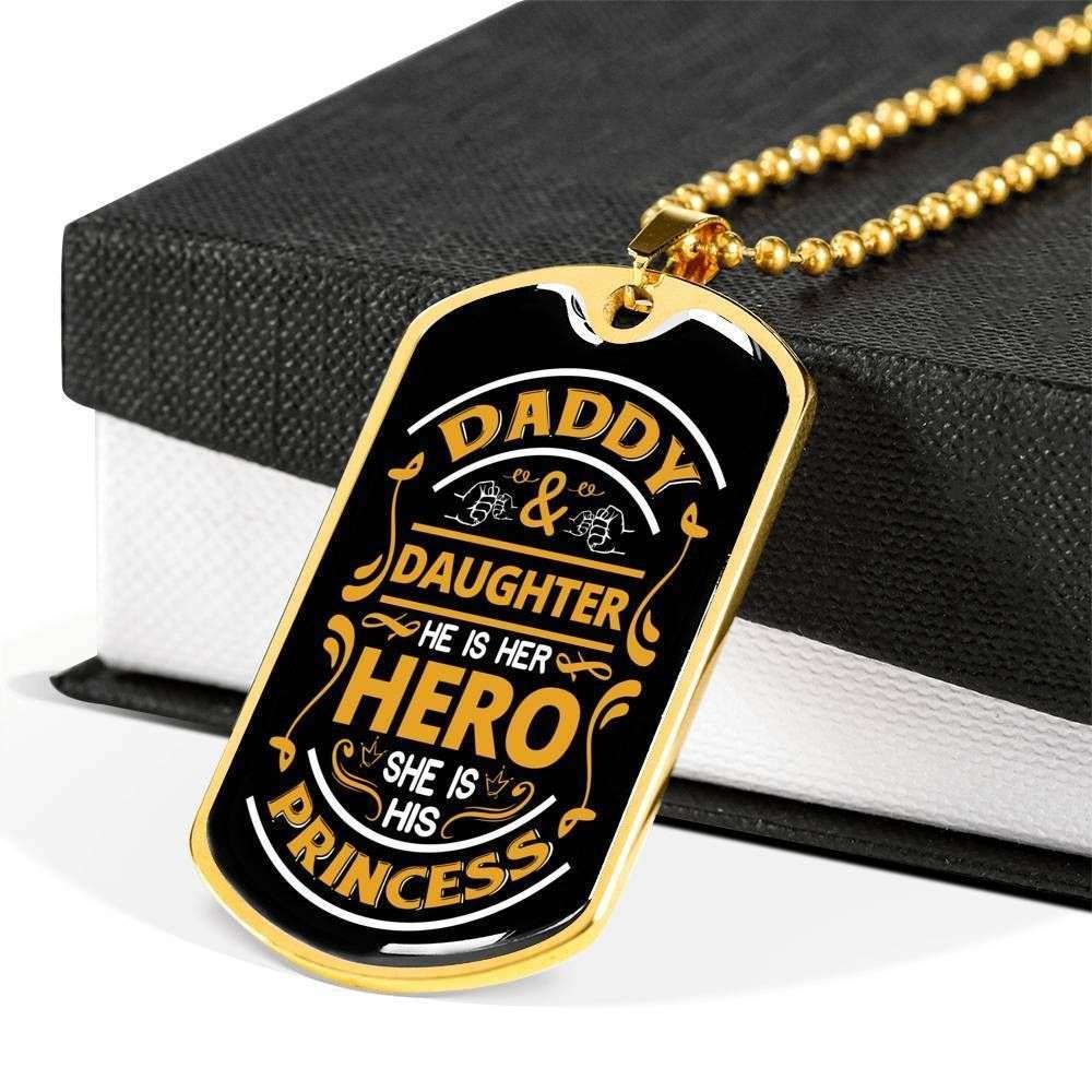 Dad Dog Tag Custom Picture Father’S Day, Father And Daughter Hero Dog Tag Necklace Gift For Dad Father's Day Rakva