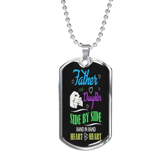 Dad Dog Tag Custom Picture Father’S Day, Father And Daughter Side By Side Dog Tag Necklace Gift For Men Father's Day Rakva