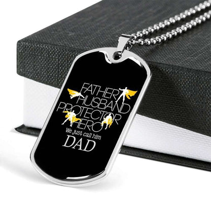 Dad Dog Tag Custom Picture Father’S Day, Father Husband Protector Hero We Just Call Him Dad Dog Tag Gifts For Dad Father's Day Rakva