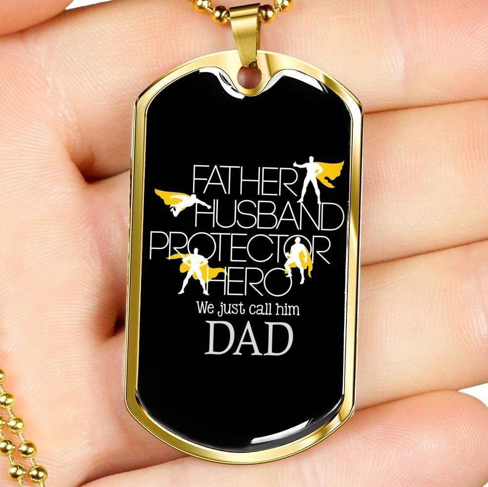 Dad Dog Tag Custom Picture Father’S Day, Father Husband Protector Hero We Just Call Him Dad Dog Tag Gifts For Dad Father's Day Rakva