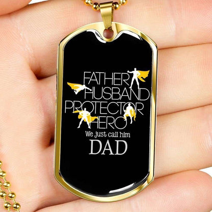 Dad Dog Tag Custom Picture Father’S Day, Father Husband Protector Hero We Just Call Him Dad Dog Tag Gifts For Dad Father's Day Rakva