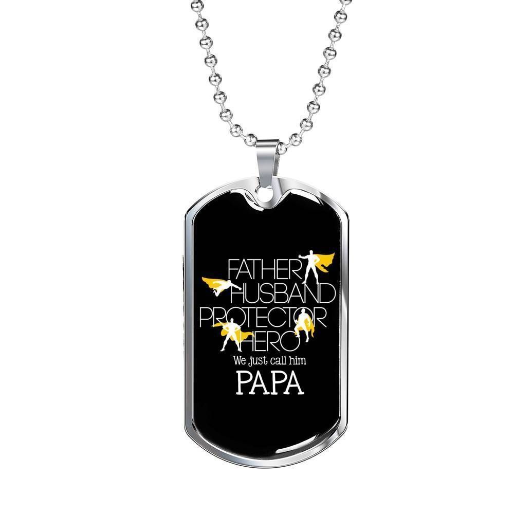 Dad Dog Tag Custom Picture Father’S Day, Father Husband Protector Hero We Just Call Him Papa Dog Tag Necklace Father's Day Rakva