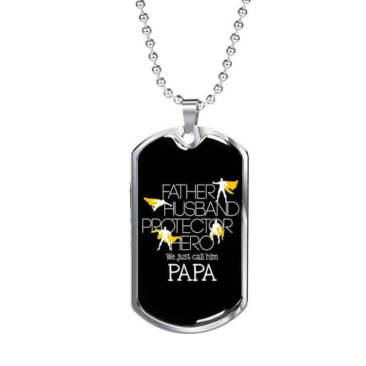 Dad Dog Tag Custom Picture Father’S Day, Father Husband Protector Hero We Just Call Him Papa Dog Tag Necklace Father's Day Rakva
