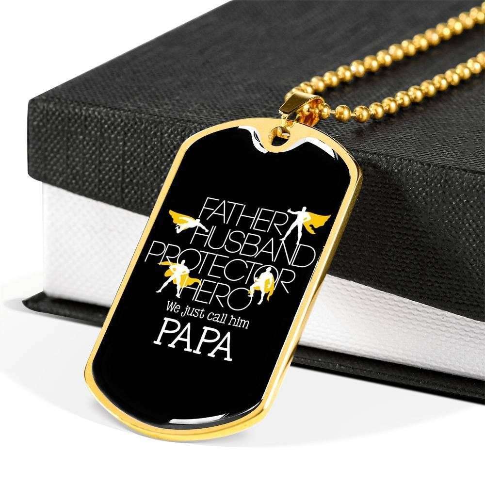Dad Dog Tag Custom Picture Father’S Day, Father Husband Protector Hero We Just Call Him Papa Dog Tag Necklace Father's Day Rakva