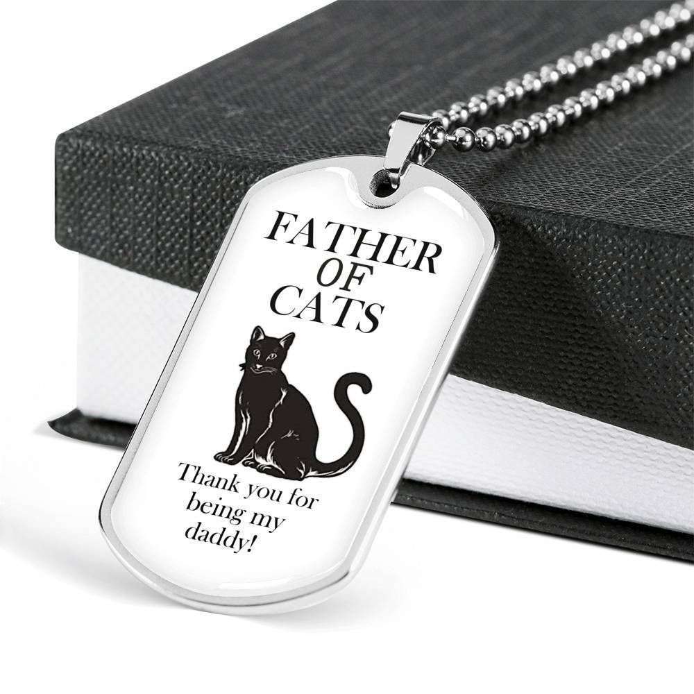 Dad Dog Tag Custom Picture Father’S Day, Father Of Cats Dog Tag Necklace Gift For Papa Father's Day Rakva