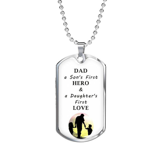 Dad Dog Tag Custom Picture Father’S Day, Father Son’S First Hero Daughters First Love Dog Tag Necklace Father's Day Rakva