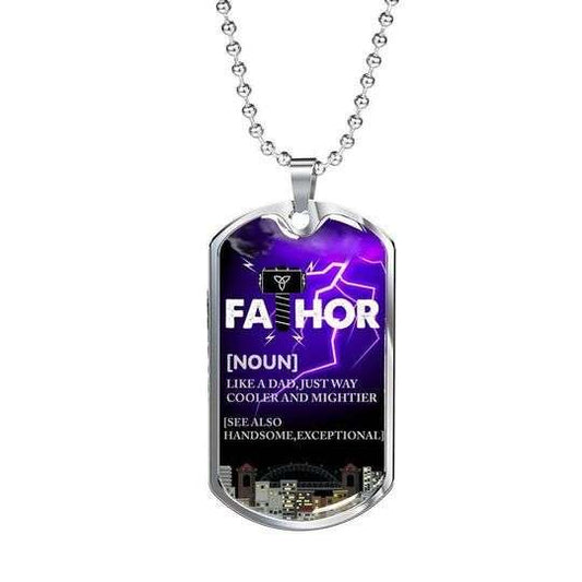 Dad Dog Tag Custom Picture Father’S Day, Fathor Just Way Cooler And Mightier Dog Tag Necklace Gift For Dad Father's Day Rakva