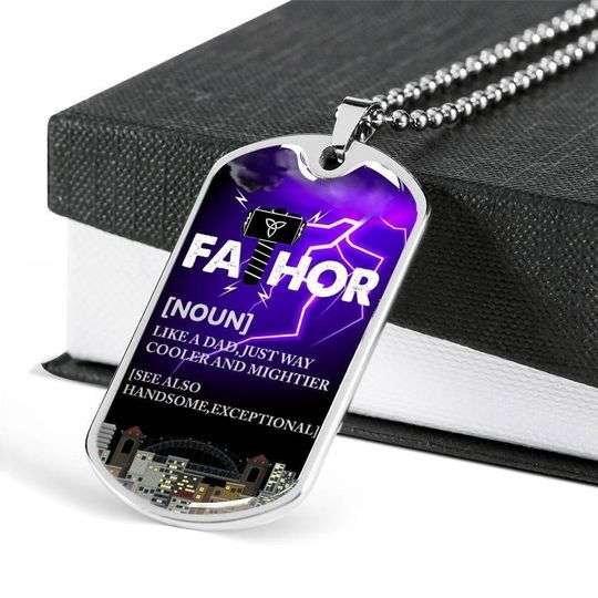 Dad Dog Tag Custom Picture Father’S Day, Fathor Just Way Cooler And Mightier Dog Tag Necklace Gift For Dad Father's Day Rakva