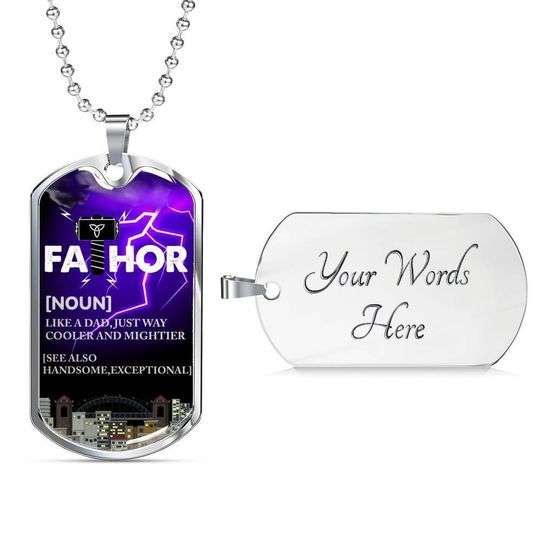 Dad Dog Tag Custom Picture Father’S Day, Fathor Just Way Cooler And Mightier Dog Tag Necklace Gift For Dad Father's Day Rakva