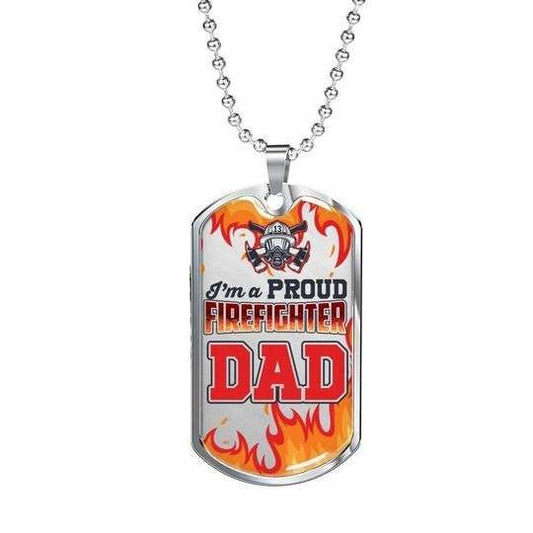 Dad Dog Tag Custom Picture Father’S Day, Firefighter Gift For Dad Necklace Father's Day Rakva