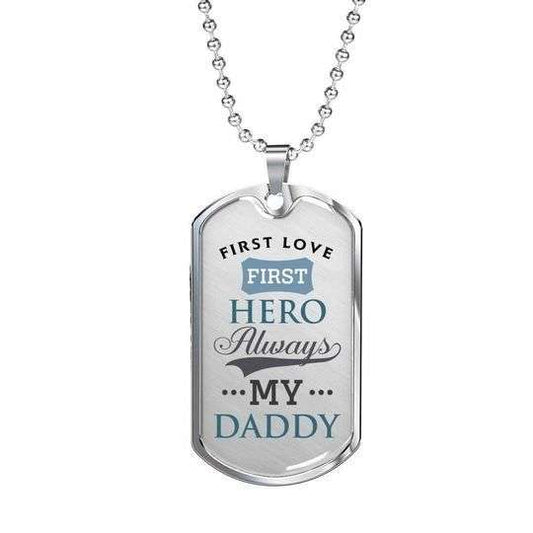 Dad Dog Tag Custom Picture Father’S Day, First Love First Hero Dog Tag Necklace Gift For Daddy Father's Day Rakva