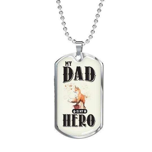 Dad Dog Tag Custom Picture Father’S Day, Fox My Hero Dog Tag Necklace For Dad Father's Day Rakva
