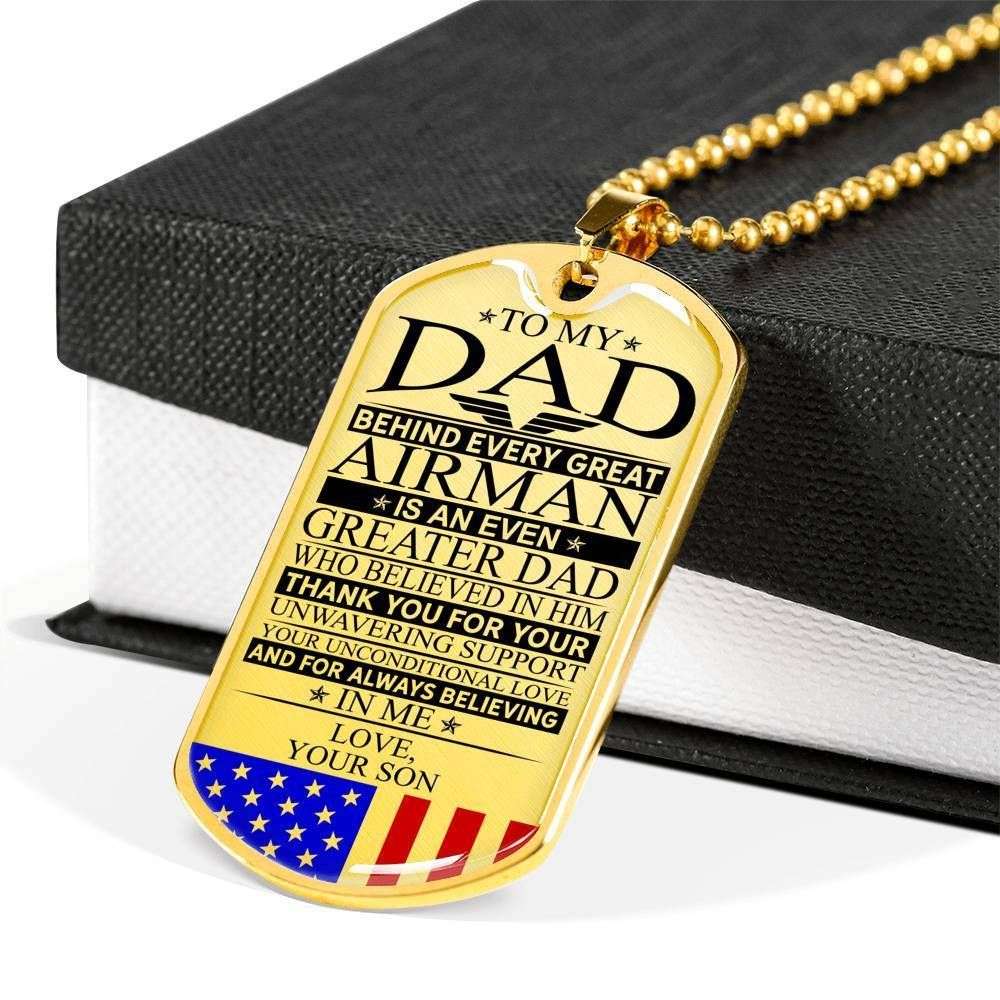 Dad Dog Tag, Custom Picture Father’S Day Gift Airman’S Dad Unconditional Love Dog Tag Military Chain Necklace Dog Tag Father's Day Rakva