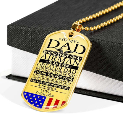Dad Dog Tag, Custom Picture Father’S Day Gift Airman’S Dad Unconditional Love Dog Tag Military Chain Necklace Dog Tag Father's Day Rakva