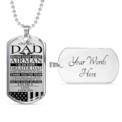 Dad Dog Tag, Custom Picture Father’S Day Gift Airman’S Dad Unconditional Love Dog Tag Military Chain Necklace Dog Tag Military Father's Day Rakva