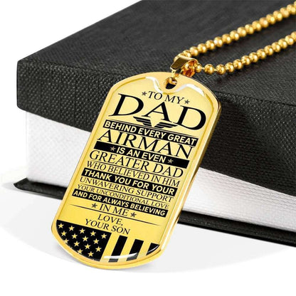 Dad Dog Tag, Custom Picture Father’S Day Gift Airman’S Dad Unconditional Love Dog Tag Military Chain Necklace Dog Tag Military Father's Day Rakva