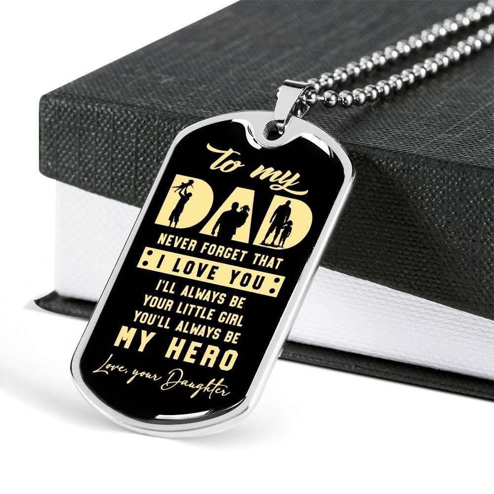 Dad Dog Tag, Custom Picture Father’S Day Gift Always Be My Hero Dog Tag Military Chain Necklace Gift For Daddy Dog Tag Father's Day Rakva