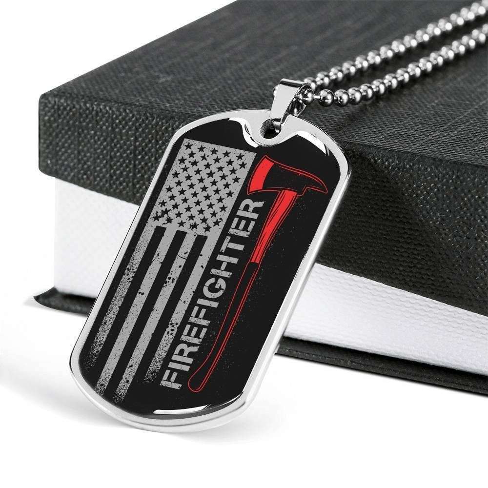 Dad Dog Tag, Custom Picture Father’S Day Gift American Firefighter Dog Tag Military Chain Necklace For Firefighter Dog Tag Father's Day Rakva