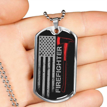 Dad Dog Tag, Custom Picture Father’S Day Gift American Firefighter Dog Tag Military Chain Necklace For Firefighter Dog Tag Father's Day Rakva