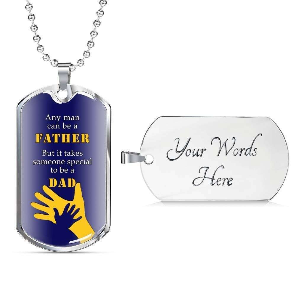 Dad Dog Tag, Custom Picture Father’S Day Gift Any Man Can Be A Father Dog Tag Military Chain Necklace For Daddy Dog Tag Father's Day Rakva