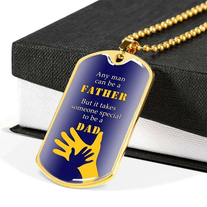 Dad Dog Tag, Custom Picture Father’S Day Gift Any Man Can Be A Father Dog Tag Military Chain Necklace For Daddy Dog Tag Father's Day Rakva