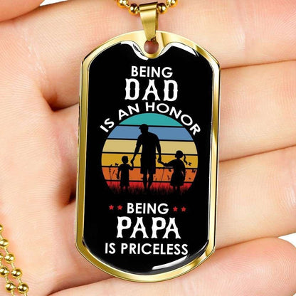 Dad Dog Tag, Custom Picture Father’S Day Gift Being Dad Is An Honor Dog Tag Military Chain Necklace For Men Dog Tag Father's Day Rakva