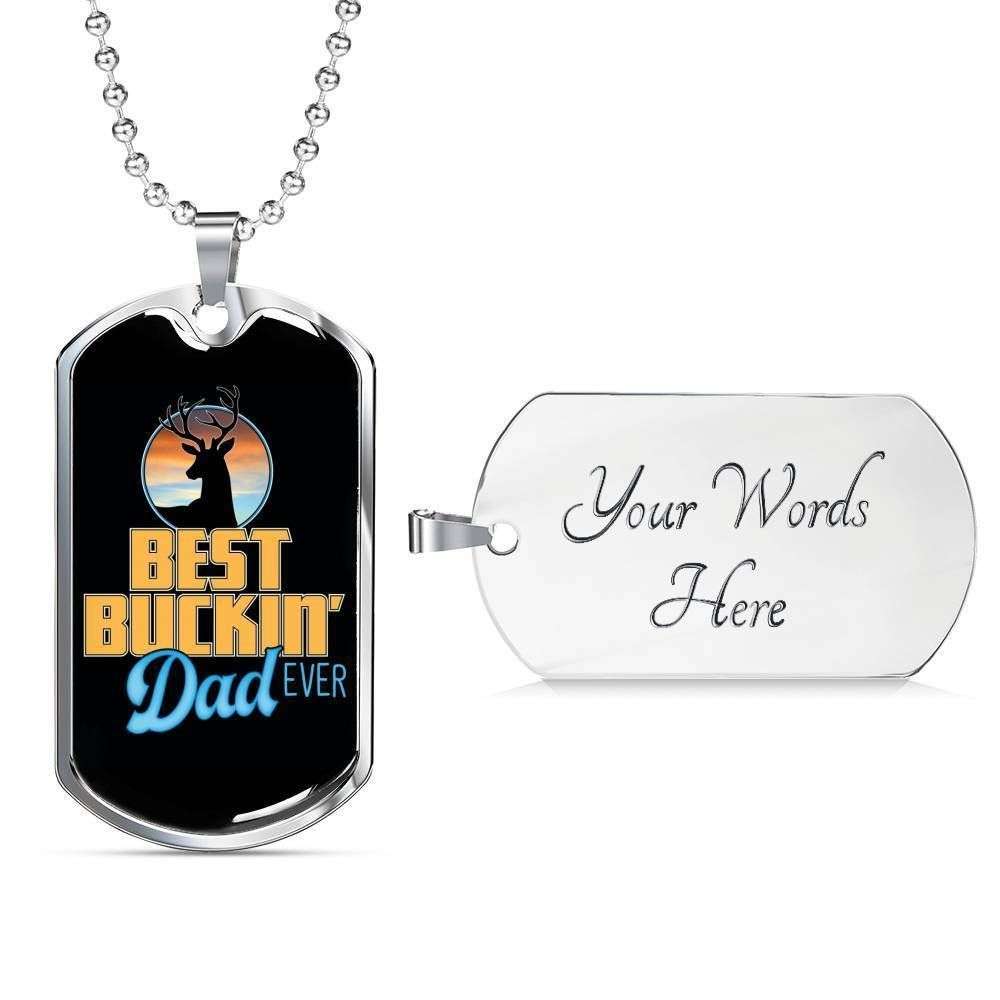 Dad Dog Tag, Custom Picture Father’S Day Gift Best Bucking Dad Ever Dog Tag Military Chain Necklace Gift For Dad Dog Tag Father's Day Rakva