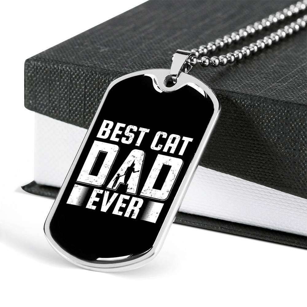 Dad Dog Tag, Custom Picture Father’S Day Gift Best Cat Dad Ever Black Dog Tag Military Chain Necklace For Dad Dog Tag Father's Day Rakva
