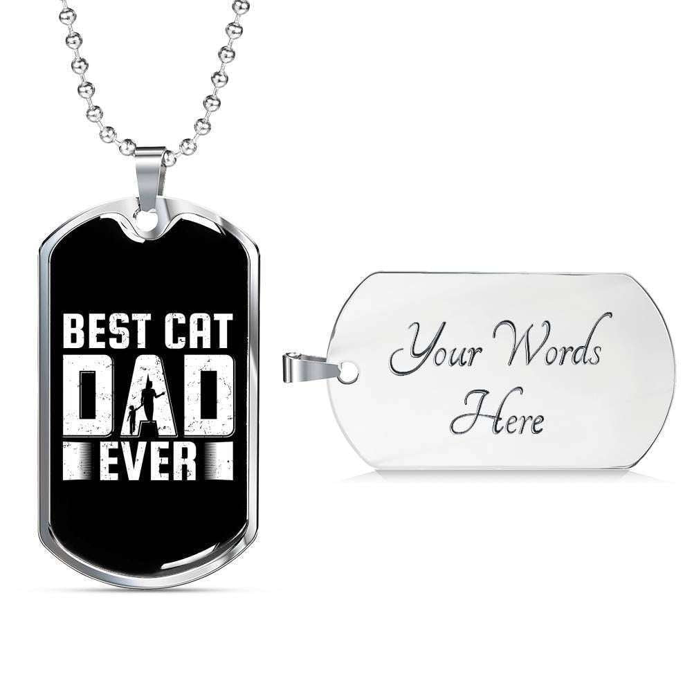 Dad Dog Tag, Custom Picture Father’S Day Gift Best Cat Dad Ever Black Dog Tag Military Chain Necklace For Dad Dog Tag Father's Day Rakva