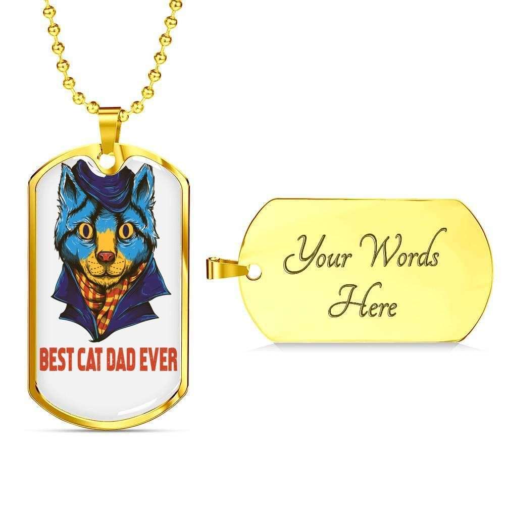 Dad Dog Tag, Custom Picture Father’S Day Gift Best Cat Dad Ever Dog Tag Military Chain Necklace Gift For Men Dog Tag Father's Day Rakva