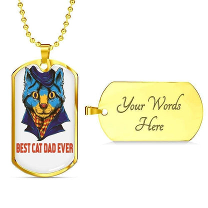 Dad Dog Tag, Custom Picture Father’S Day Gift Best Cat Dad Ever Dog Tag Military Chain Necklace Gift For Men Dog Tag Father's Day Rakva